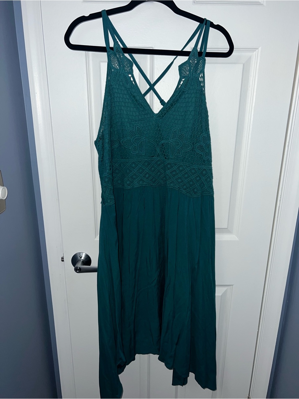 Maurice’s Teal Crochet Slip Dress